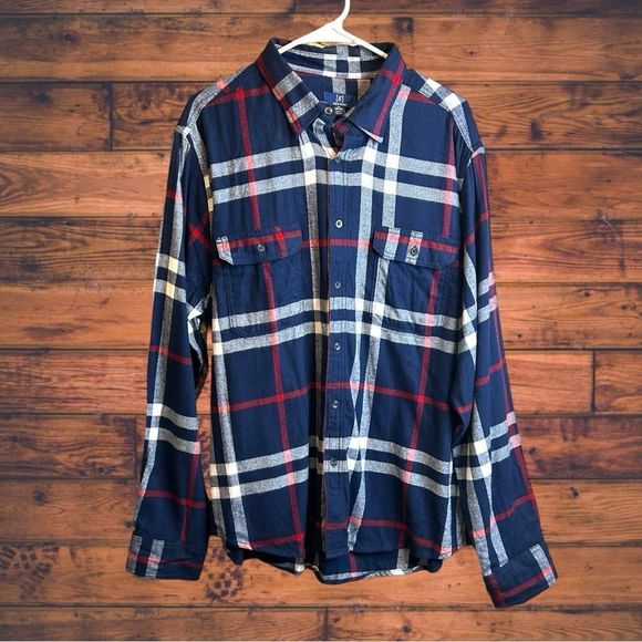 George Other - 5 for $25🔥XL (46-48) Button Front Navy Plaid Button Front Long Sleeve Shirt